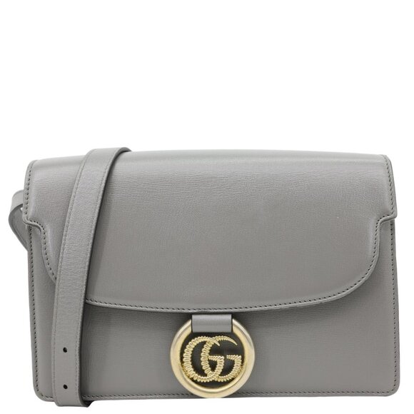 Gucci  GG Ring Leather Shoulder Bag Light Grey 589474 - Picture 1 of 15